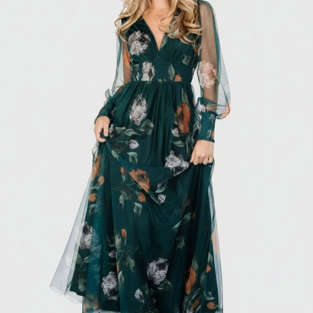 Baltic Born Layla Tulle Maxi Dress | Deep Topaz Floral Size 3XL3XL - Picture 1 of 5